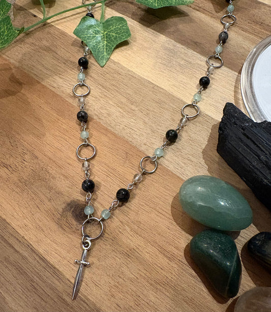 Hand-Beaded Dagger Charm Necklace
