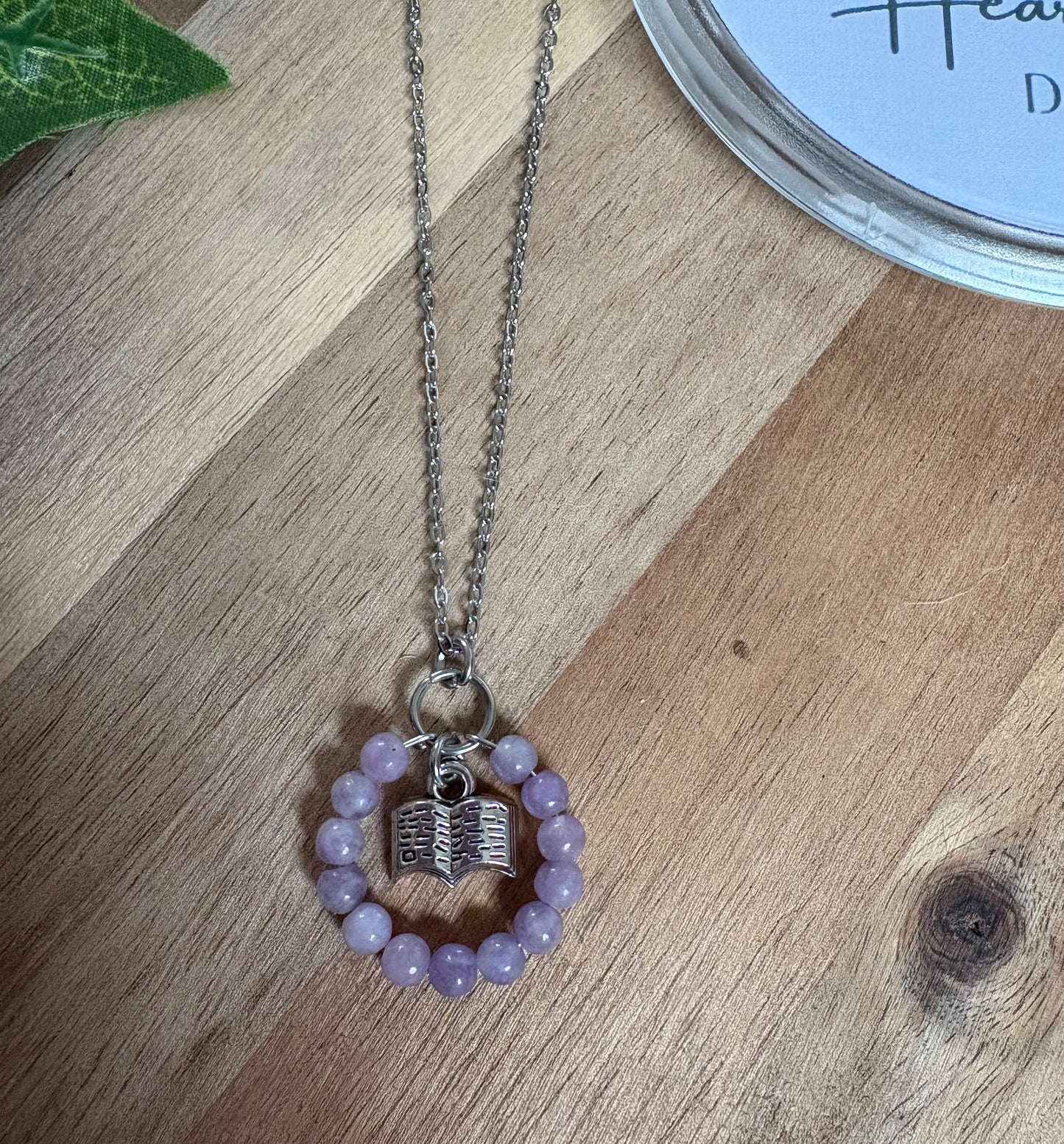 Gemstone Hoop Necklace | Stainless Steel Memory Wire & Charm | Sodalite, Carnelian, or Labradorite with Black Tourmaline