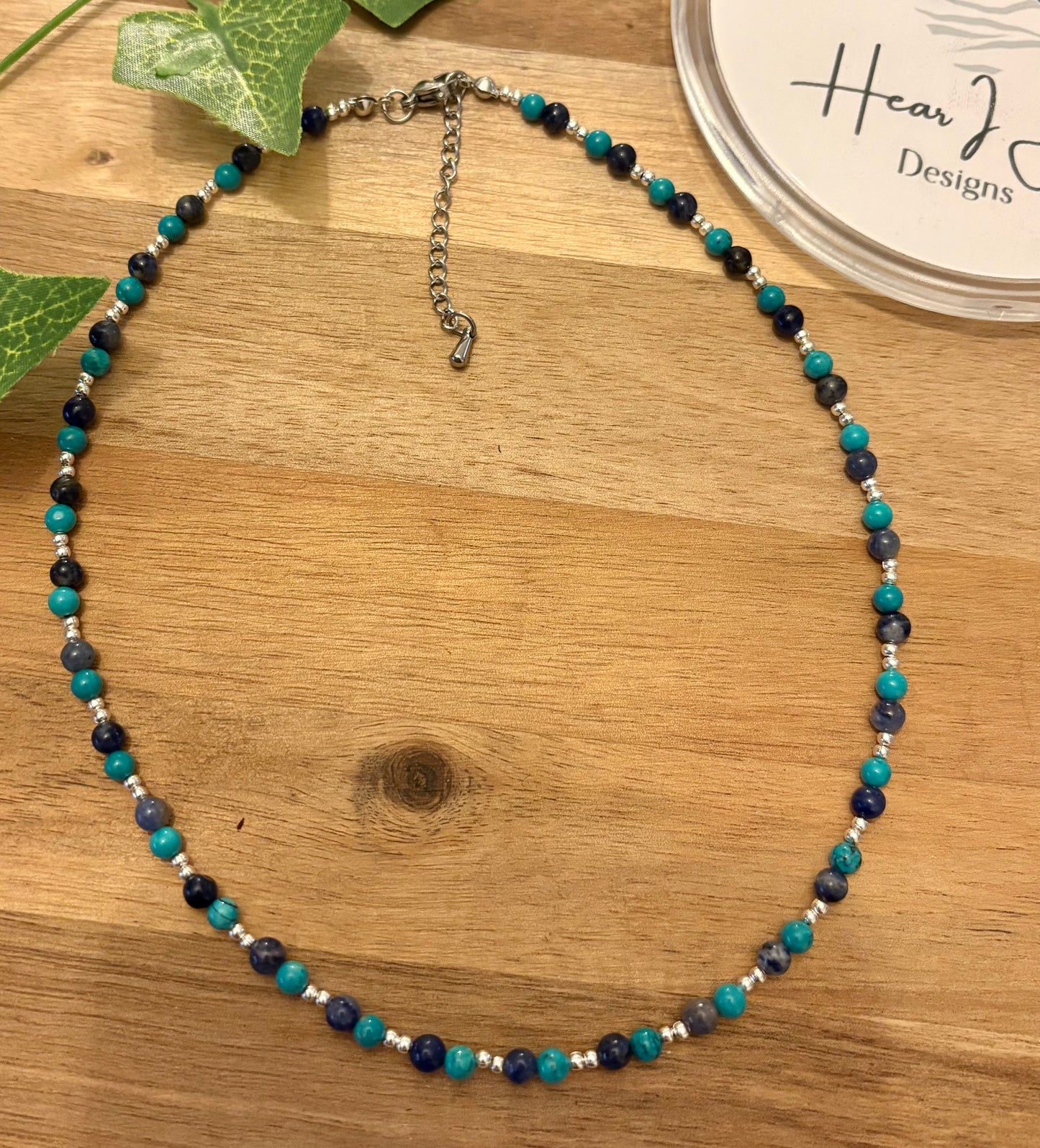 Handmade Crystal Necklace – Turquoise, Sodalite and Stainless Steel Beads