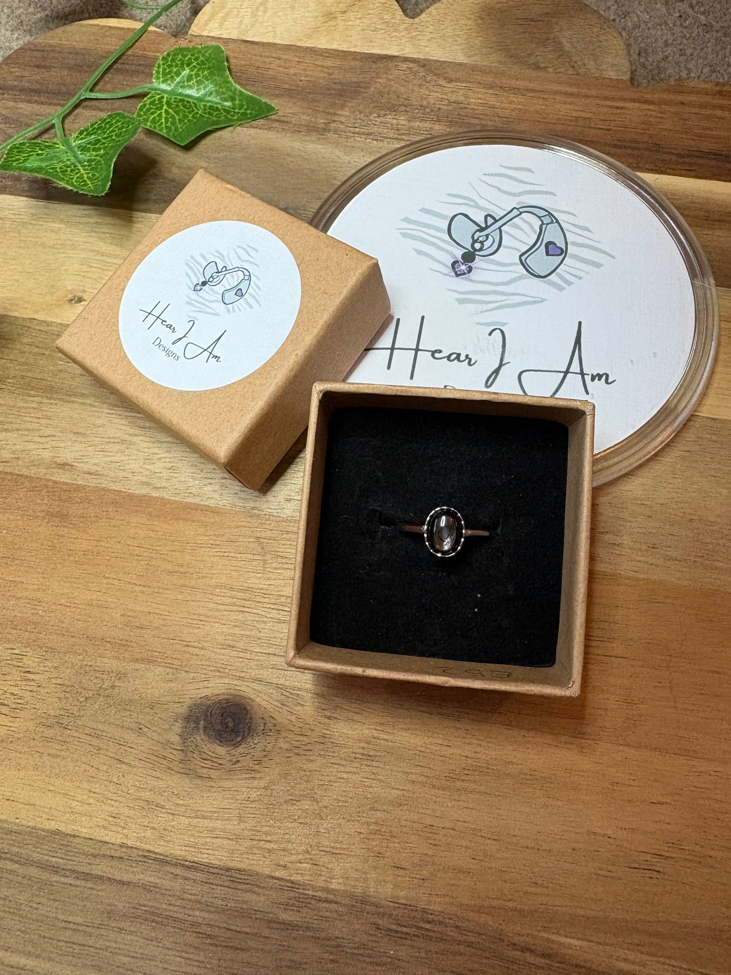 925 Sterling Silver Adjustable Hypersthene Ring