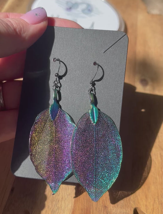 Real Leaf Earrings - Gold or Silver Finish