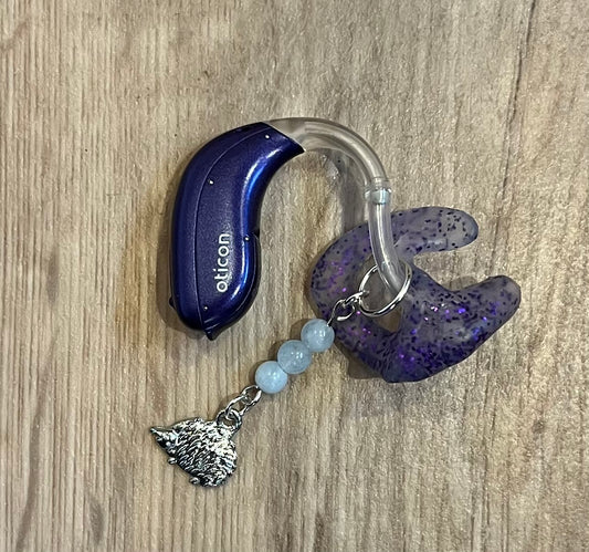 Hedgehog & Aquamarine Hearing Aid Charms