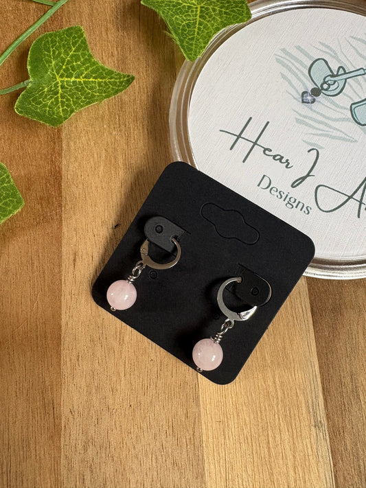 Rose Quartz Huggie Earrings