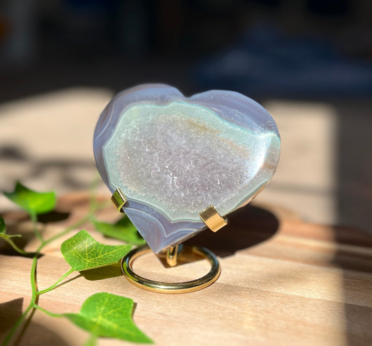 Druzy Agate Heart on Stand