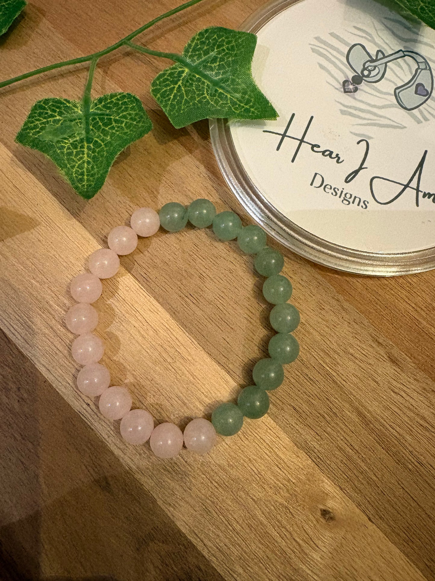 Rose Quartz and Green Aventurine Elasticated Bracelet