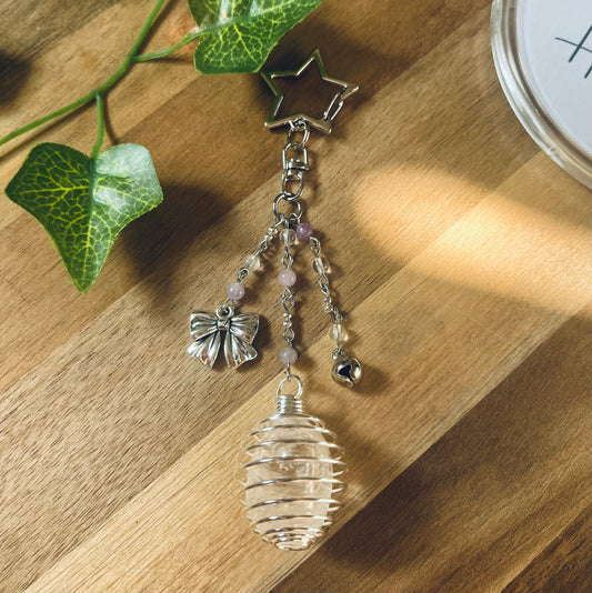 Handmade Crystal Bag Charm – Interchangeable Crystal Cage & Beaded Designs