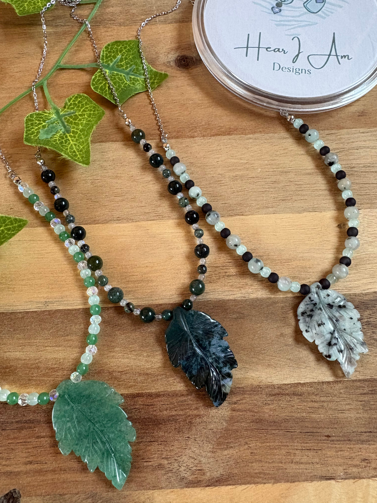 Crystal Leaf Pendant Necklaces