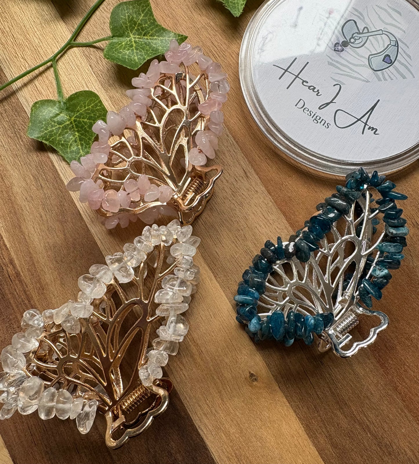 Crystal Chip Butterfly Claw Clips