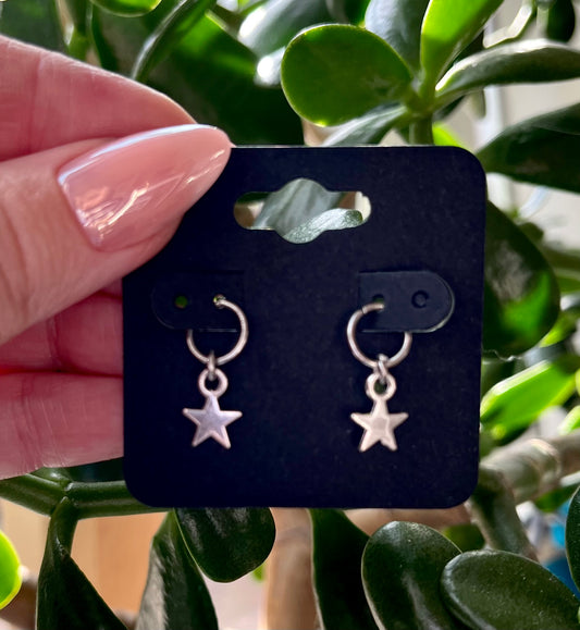 Mini Silver Star Hearing Aid Charms (Pair)