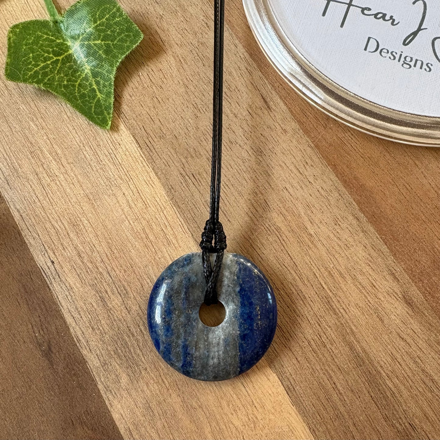 Crystal Donut Necklace — Hand Wrapped on Black Cord