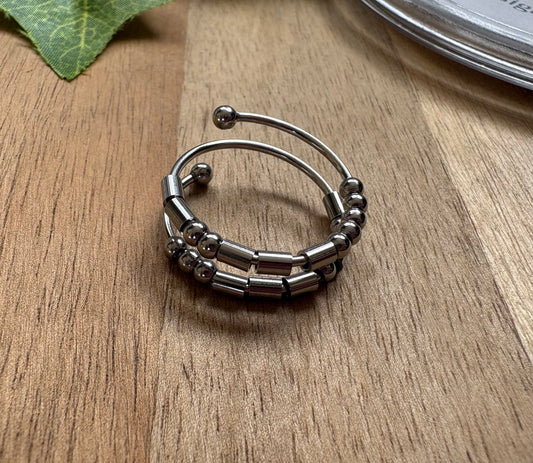 “I Am Enough” Morse Code Fidget Ring | Adjustable Stainless Steel Anxiety Ring