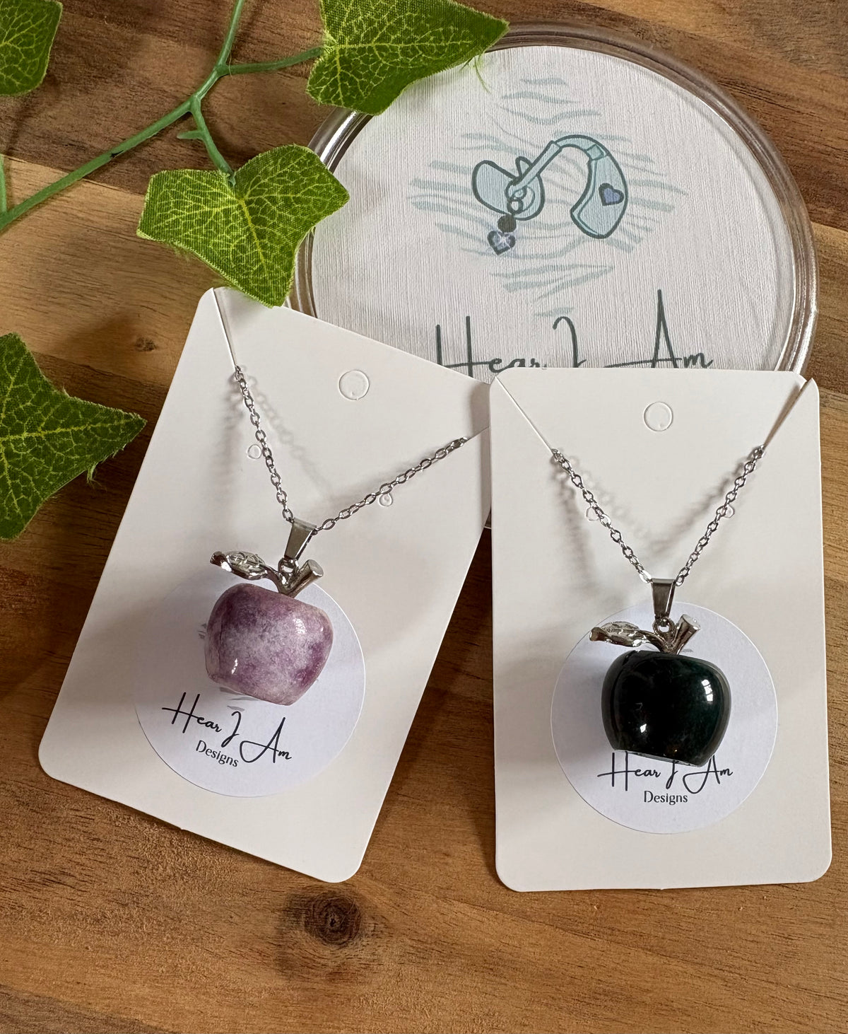 Crystal Apple Pendant – Lepidolite or Moss Agate