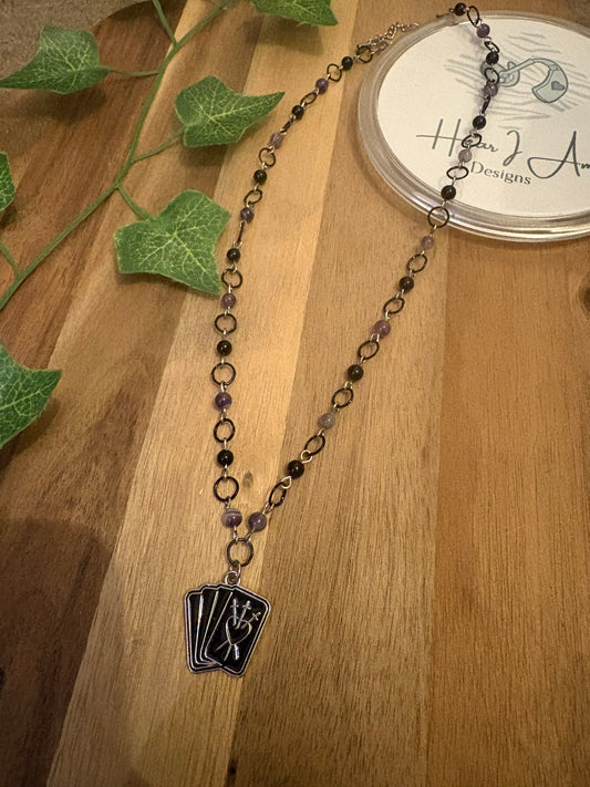Tarot-Inspired Amethyst & Obsidian Necklace