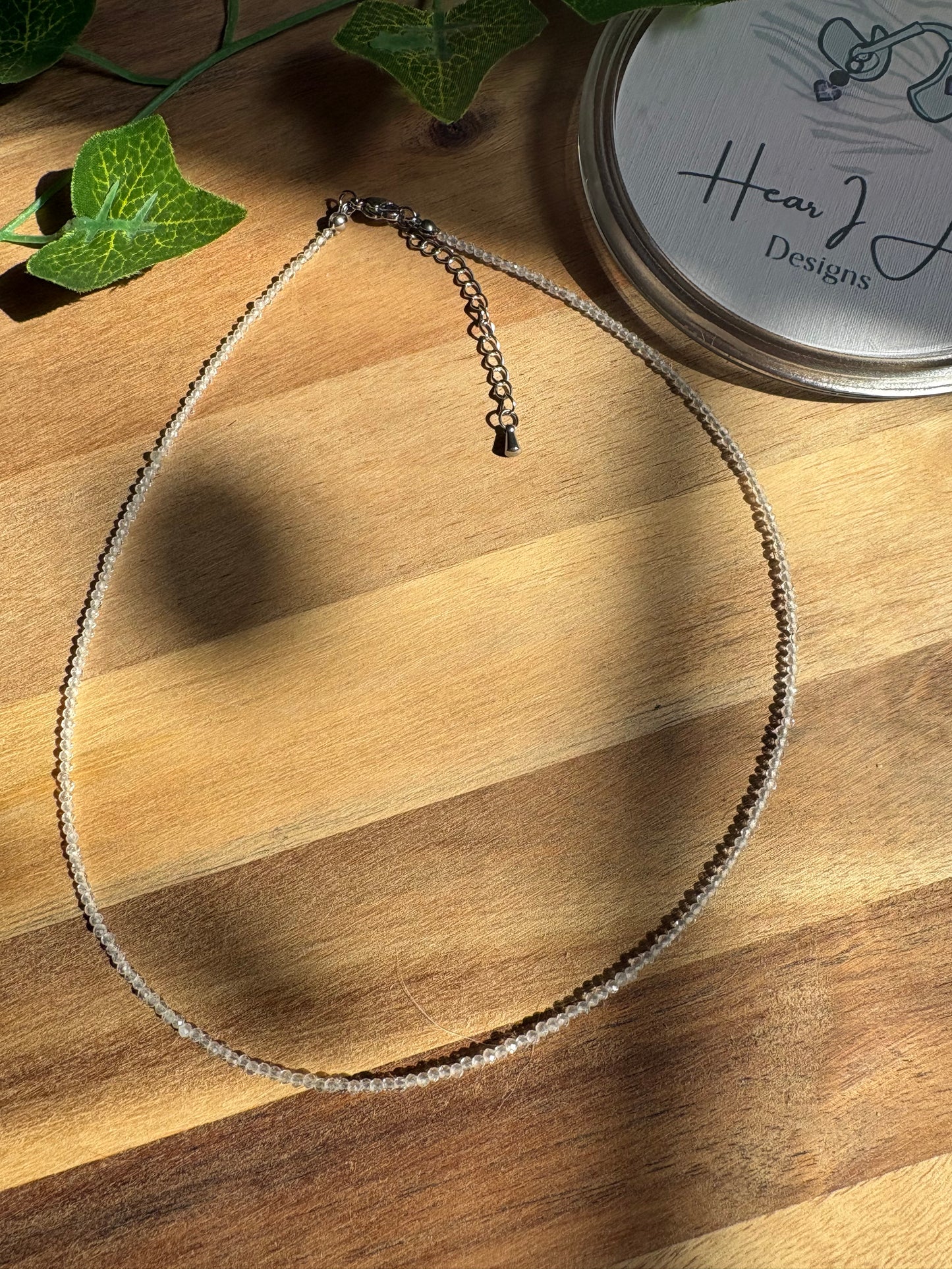 Crystal Beaded Chokers - dainty 2mm faceted beads