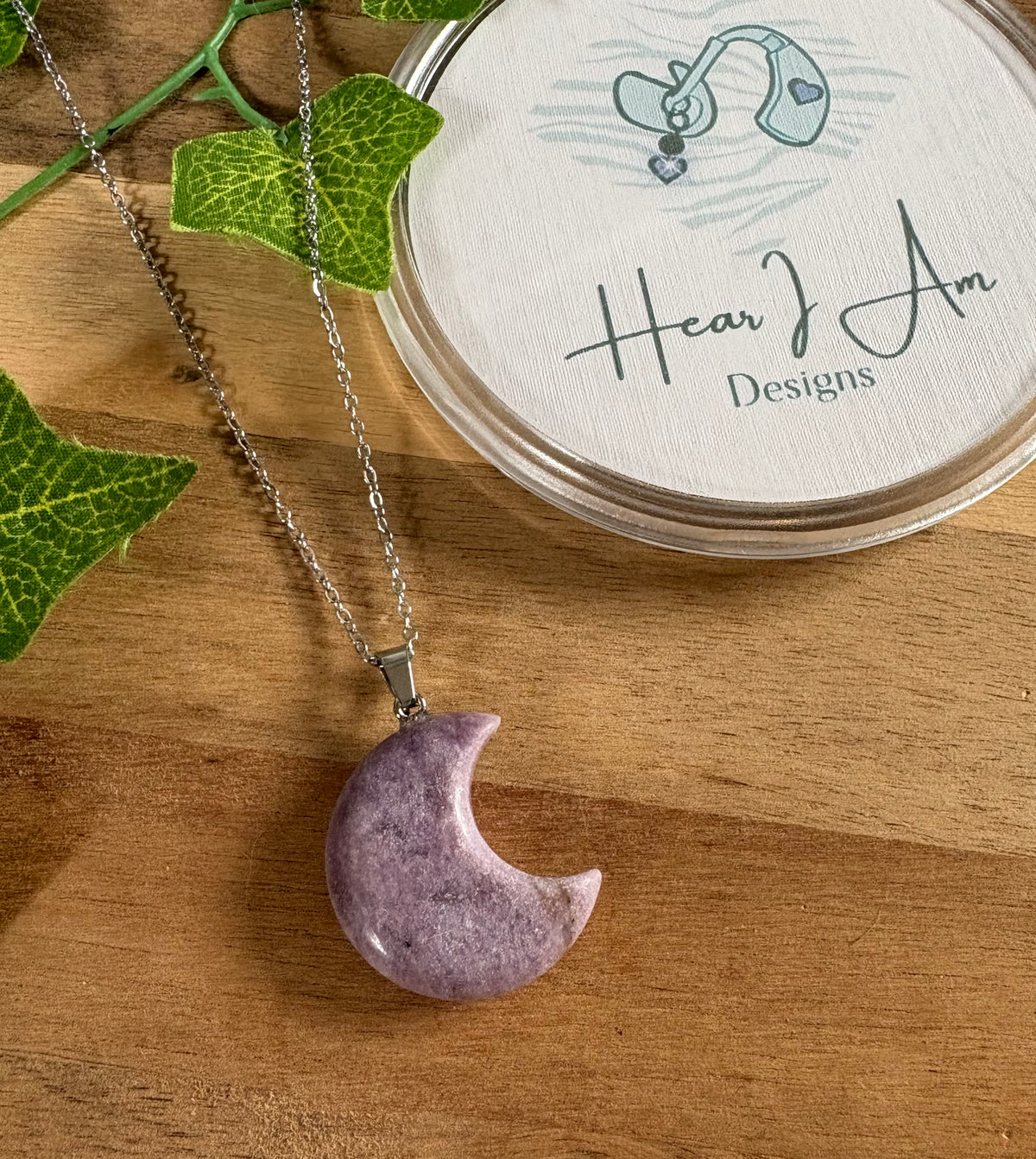 Crystal Moon Pendant – Lepidolite or Sodalite 🌙