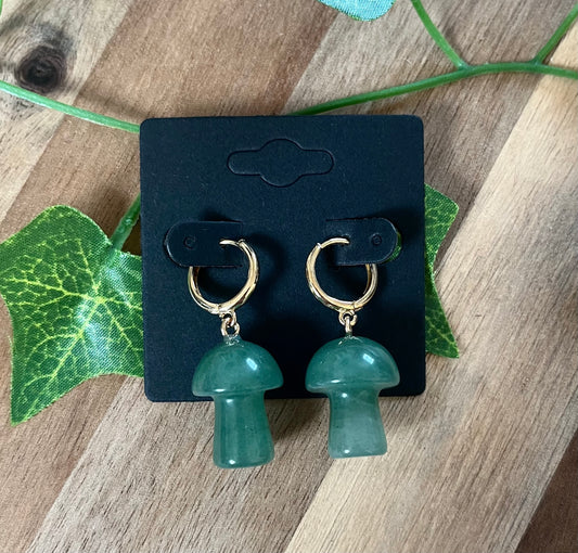 Crystal Mushroom Earrings - Available in Rose Quartz, Amethyst and Green Aventurine