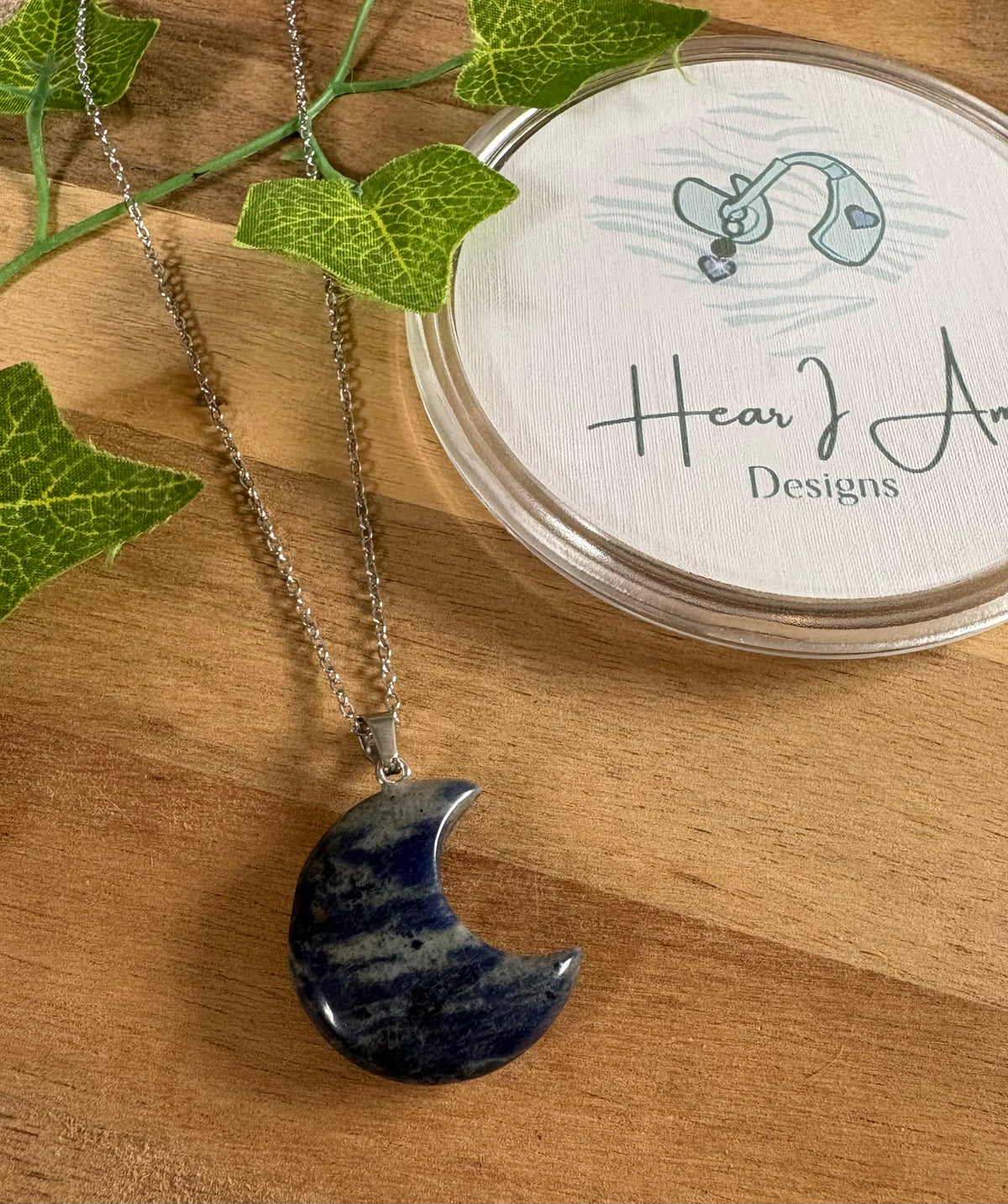 Crystal Moon Pendant – Lepidolite or Sodalite 🌙