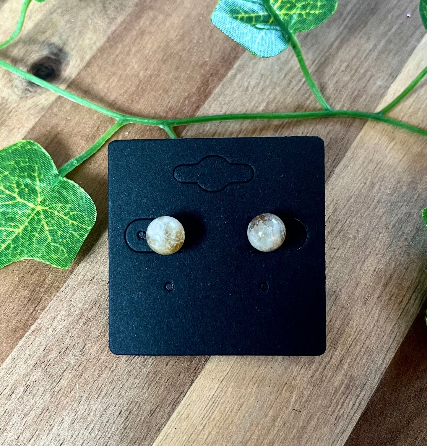 Crystal Stud Earrings with 925 Sterling Silver Posts - Available in Aquamarine, Amethyst, Malachite, Rose Quartz, Clear Quartz, Black Agate, Green Aventurine and Citrine