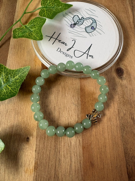 Green Aventurine Crystal Beaded Bracelet with Frog Charm