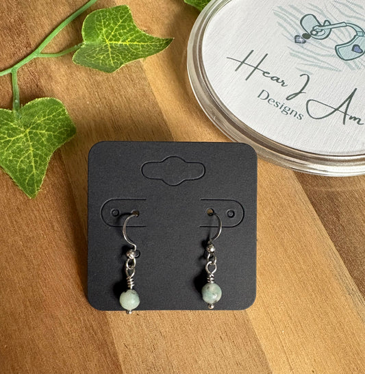 Wire Wrapped Jasper Bead Earrings with Stainless Steel Hooks