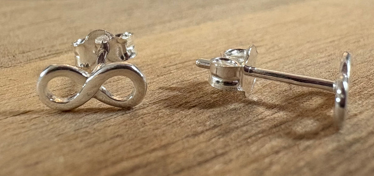 925 Sterling Silver Infinity Stud Earrings