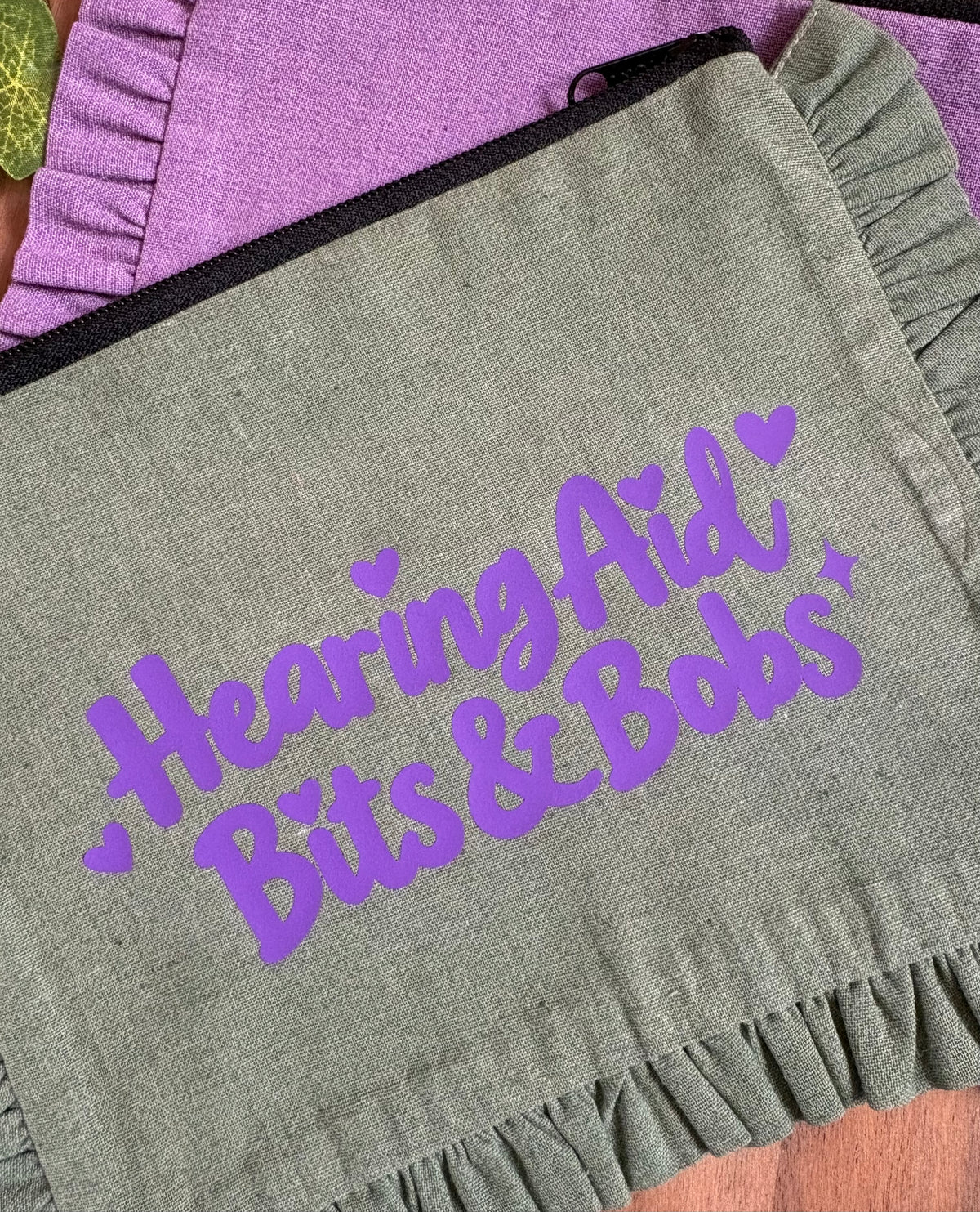 Hearing Aid Bits & Bobs – Personalised Ruffle Storage Pouch