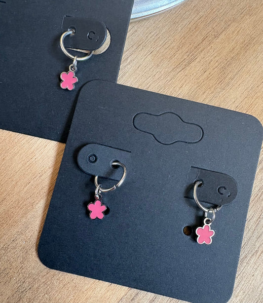 Tiny Pink Flower Hearing Aid Charms (Pair)