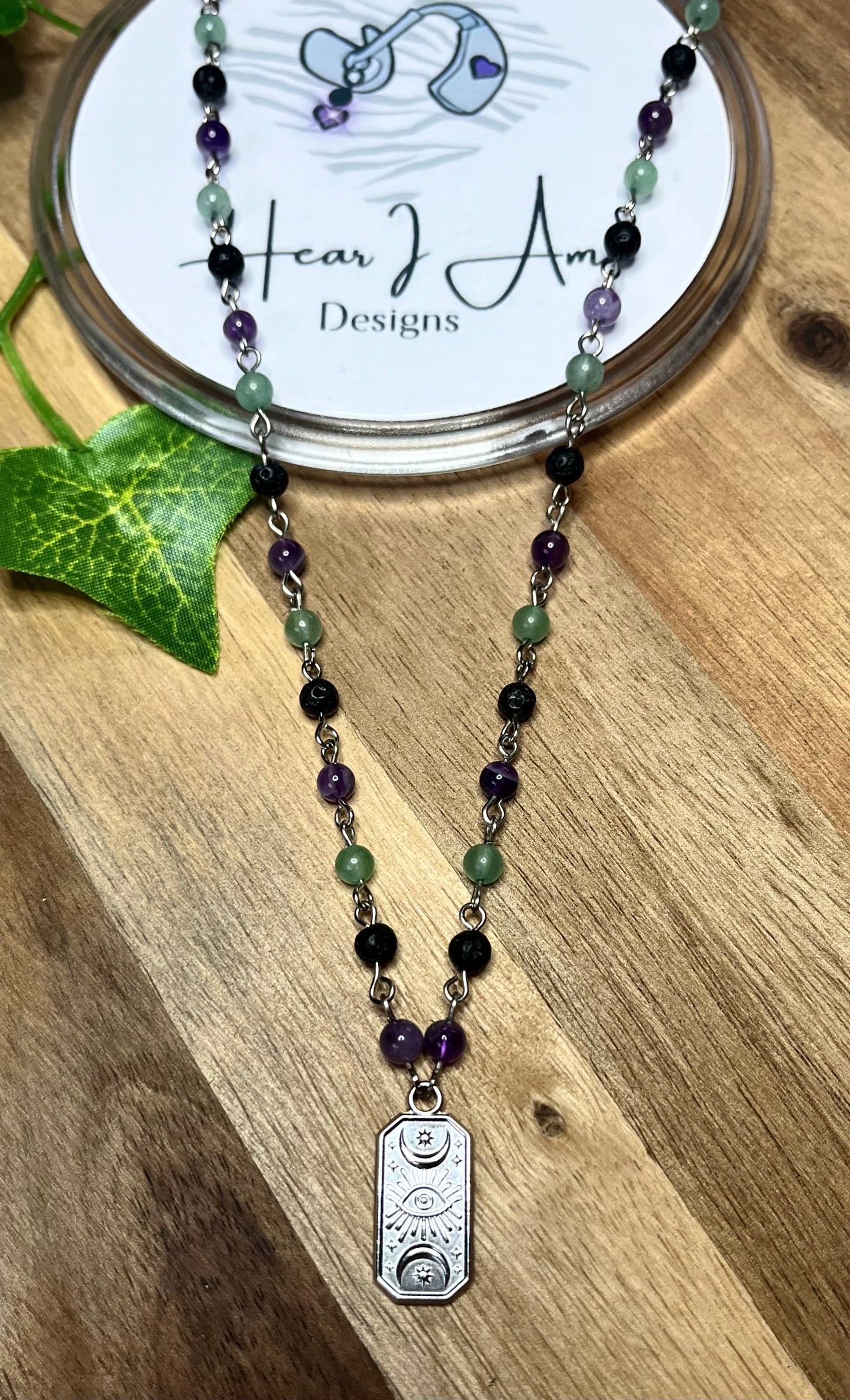 Tarot Necklace - Dream Amethyst, Green Aventurine & Lava Stone