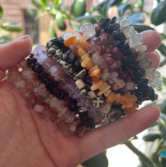 Elasticated Crystal Chip Bracelets