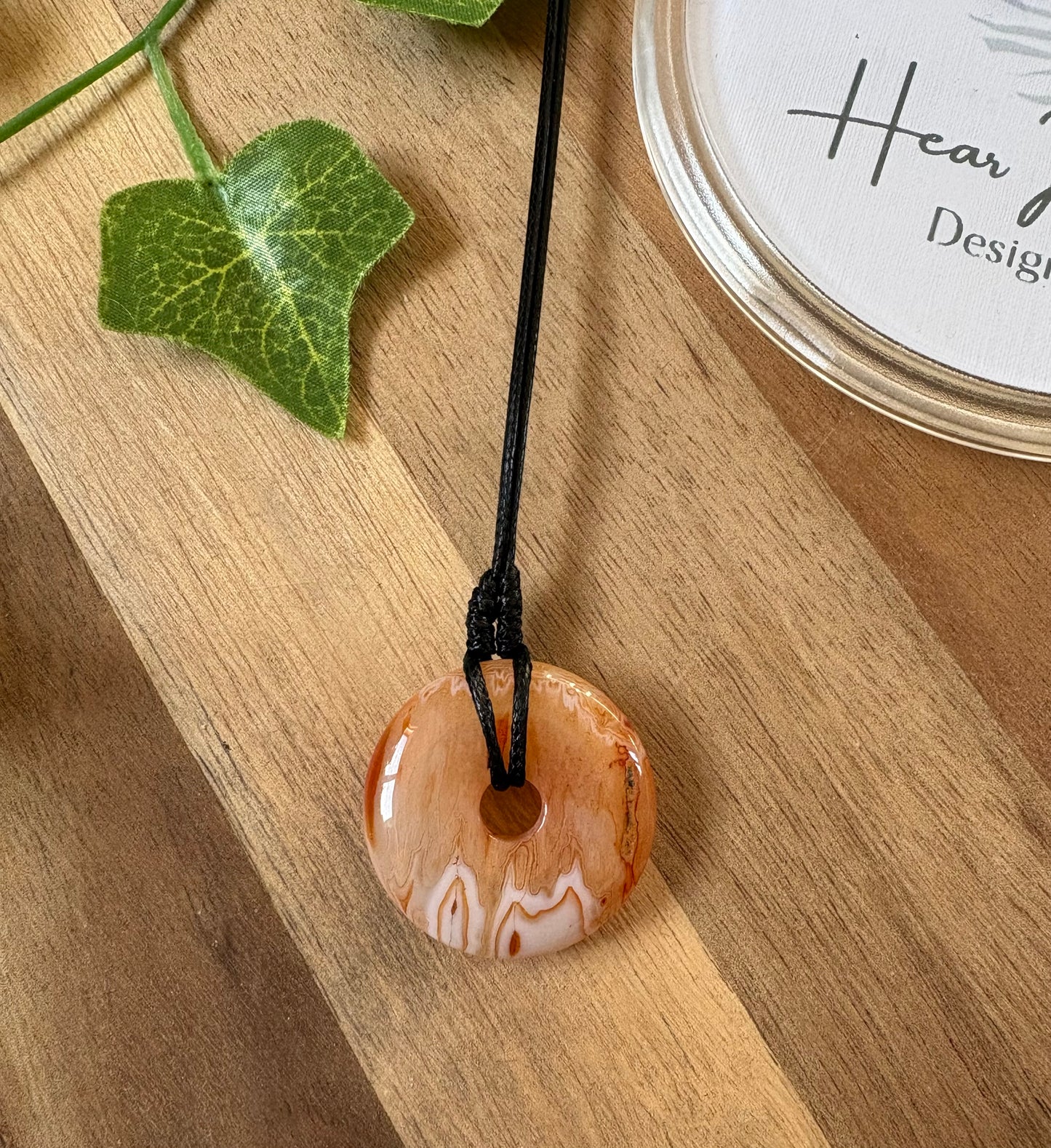 Crystal Donut Necklace — Hand Wrapped on Black Cord