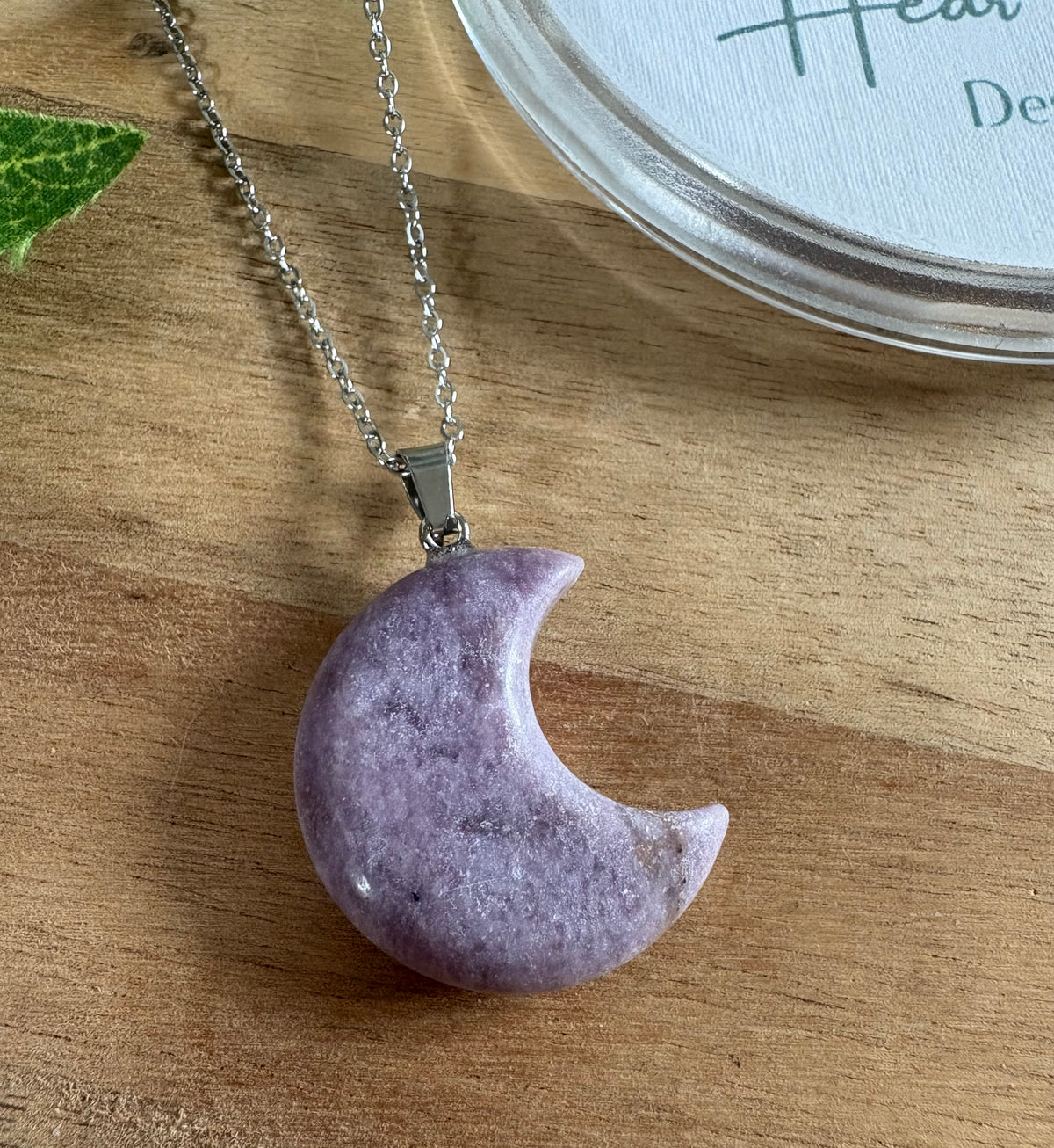 Crystal Moon Pendant – Lepidolite or Sodalite 🌙