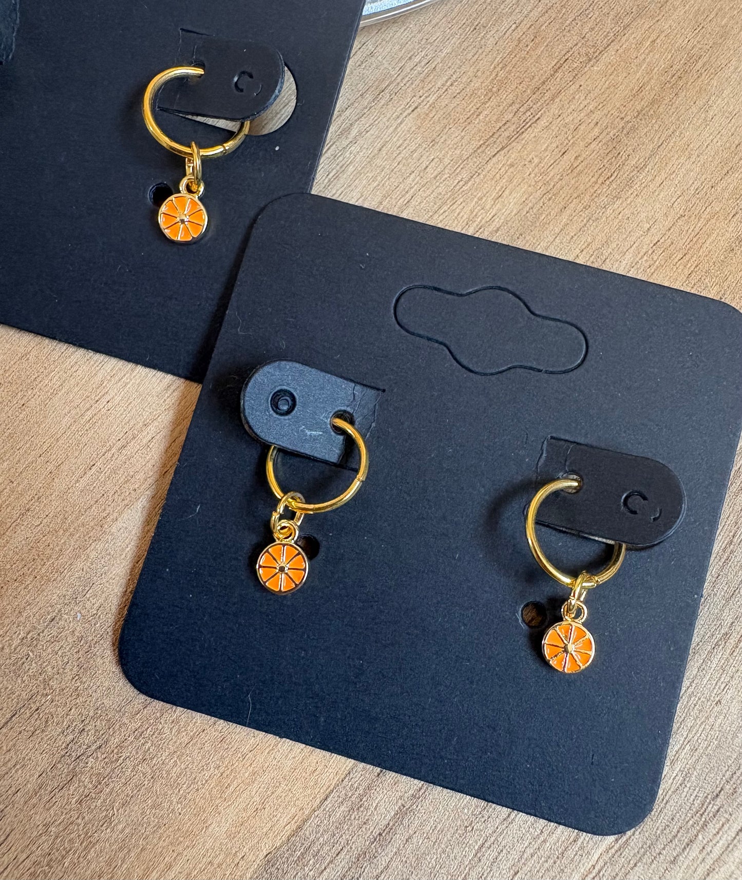 Tiny Gold Orange Slice Hearing Aid Charms (Pair)