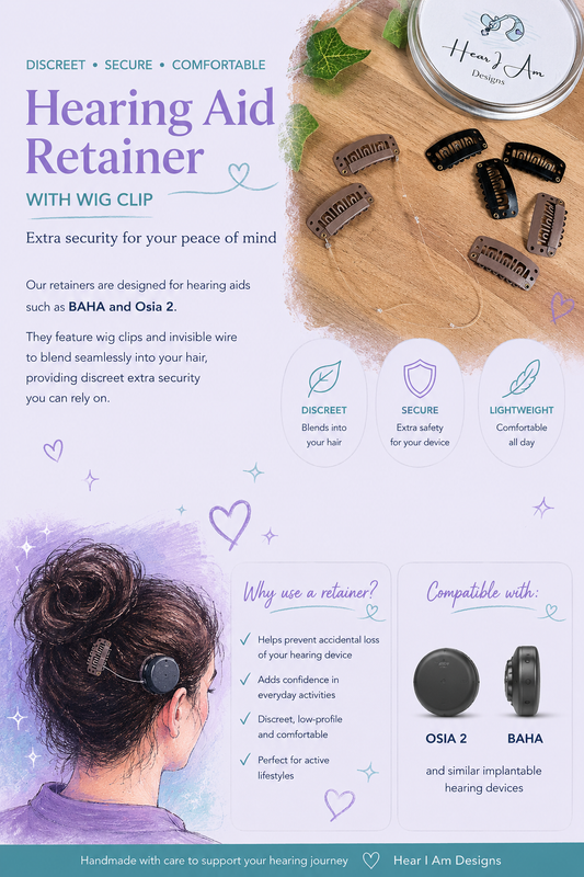 Hearing Aid Retainer with Invisible Wire & Wig Clip - sold individually