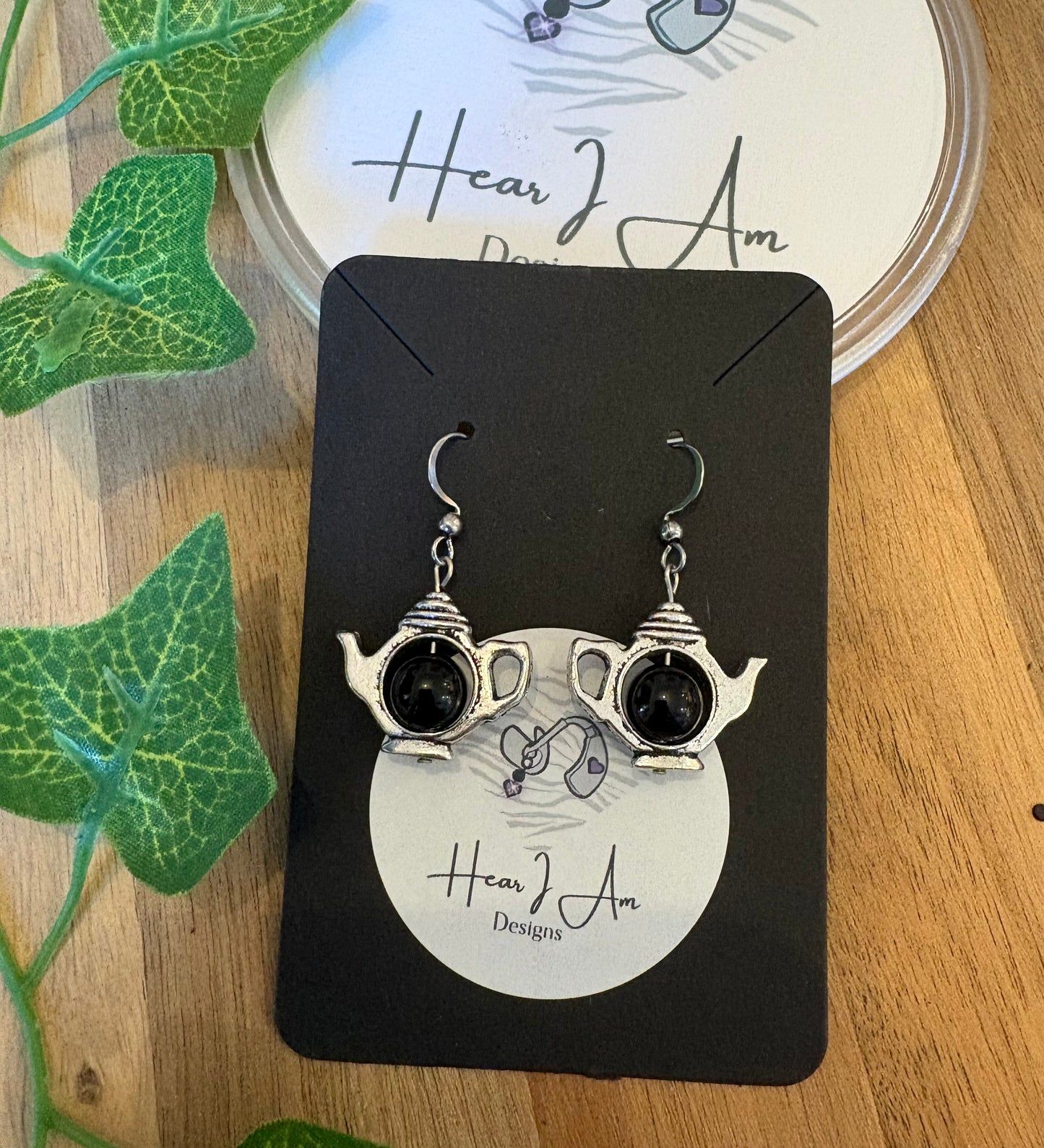 Teapot Fidget Earrings – With Genuine Gemstone Beads
