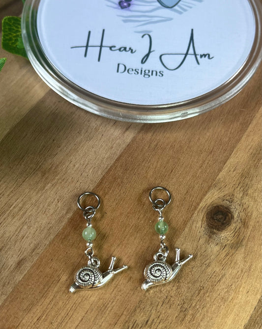 Green Aventurine Snail Hearing Aid Charms