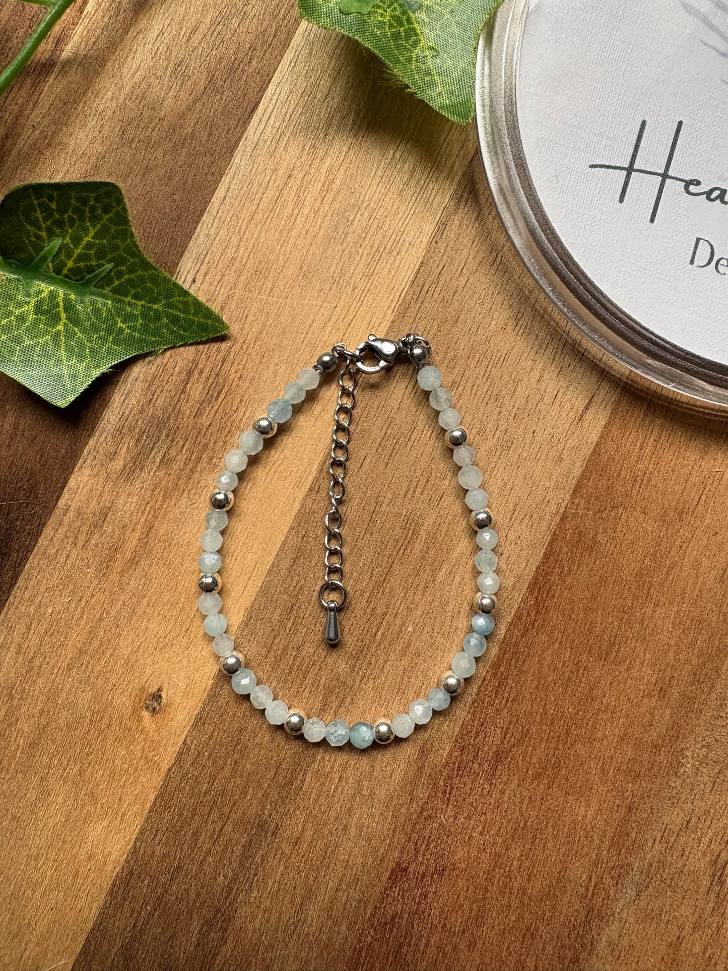 Faceted Aquamarine Bracelets (4mm Beads - 2 designs)