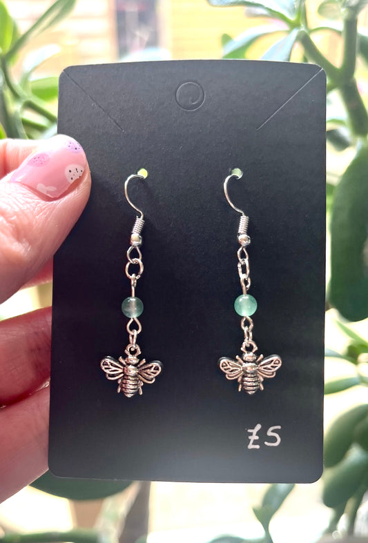Bee and Green Aventurine Earrings