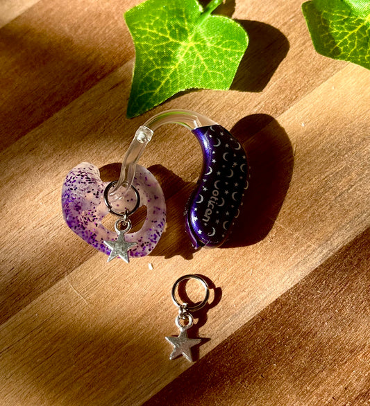 Mini Silver Star Hearing Aid Charms (Pair)