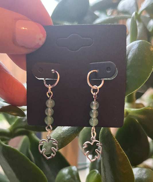Silver Leaf & Green Aventurine Hearing Aid Charms