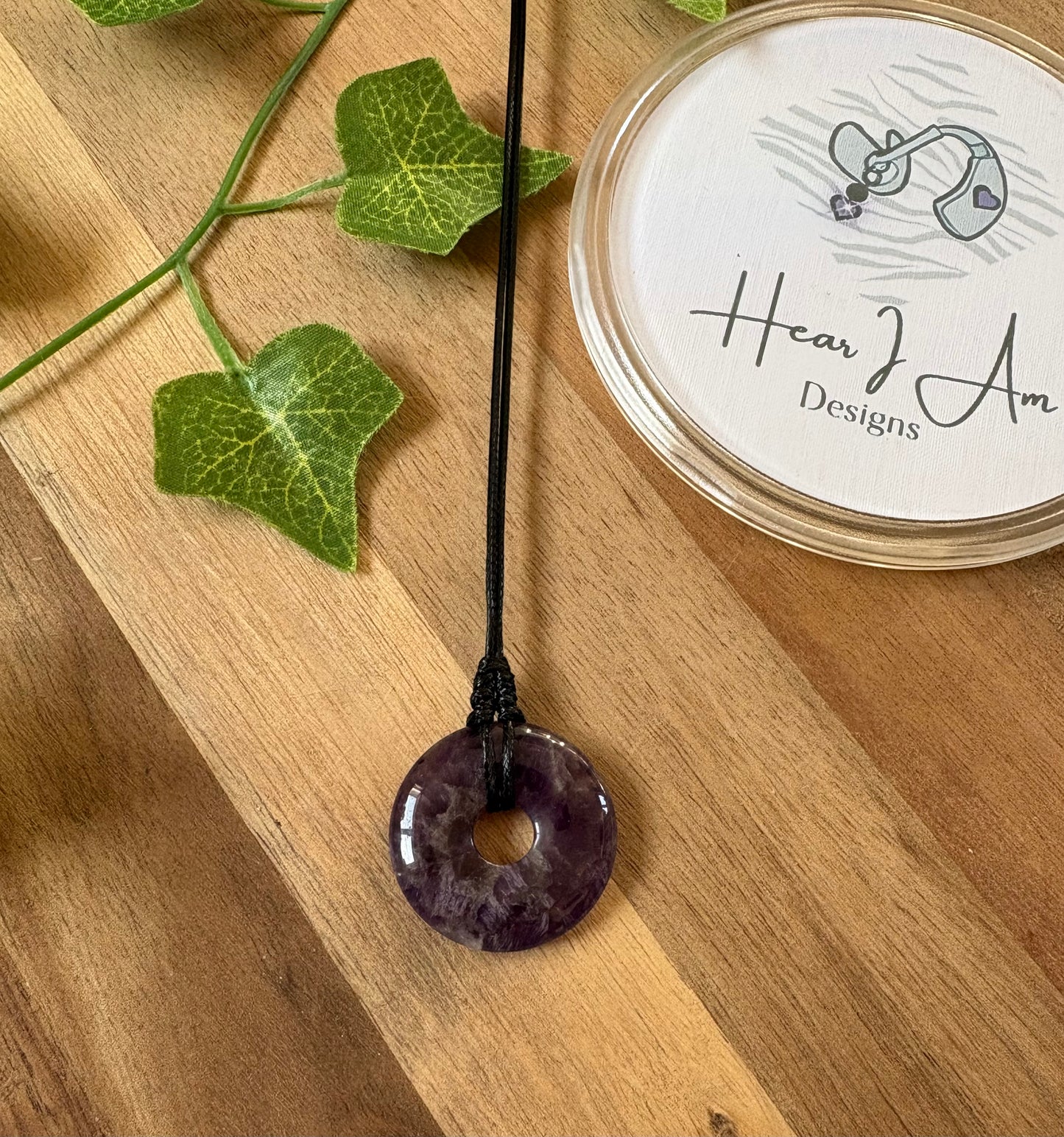 Crystal Donut Necklace — Hand Wrapped on Black Cord