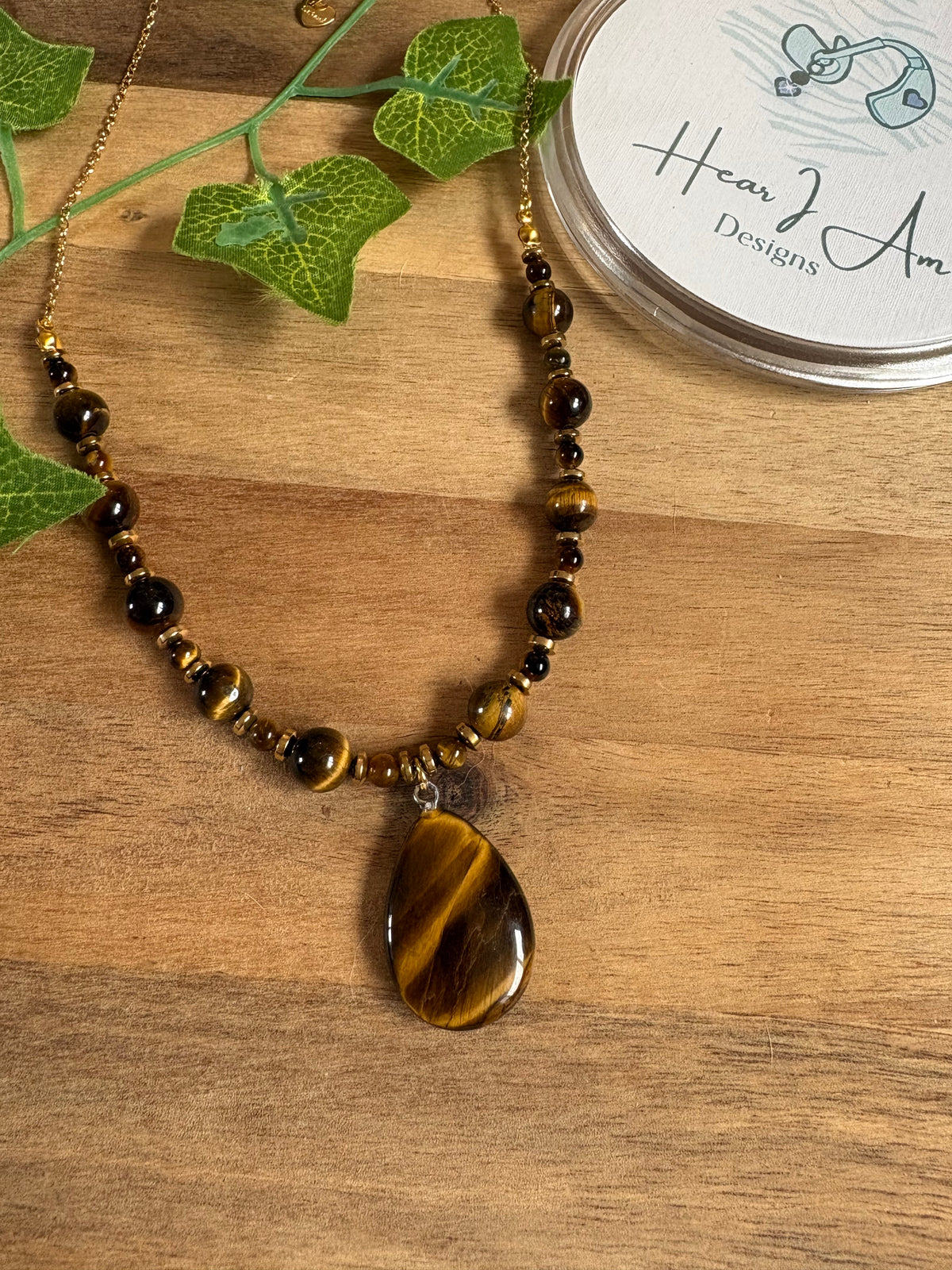 Tiger’s Eye & Hematite Hand Beaded Necklace