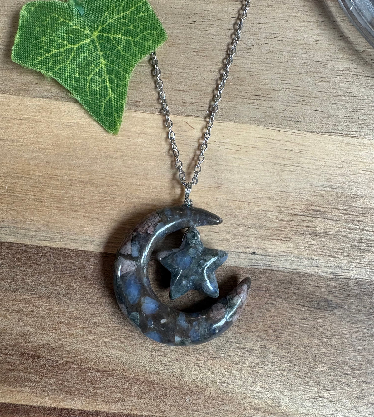 Celestial Crystal Moon & Star Pendant - Various Materials Available