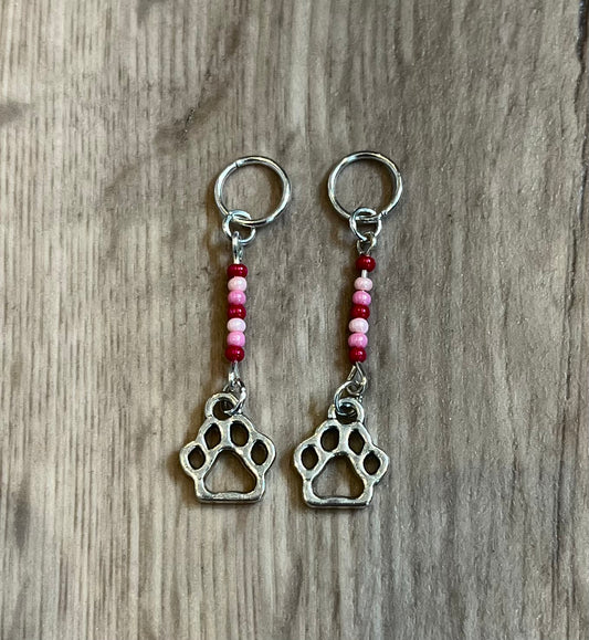 Pink Paw Print Hearing Aid Charms