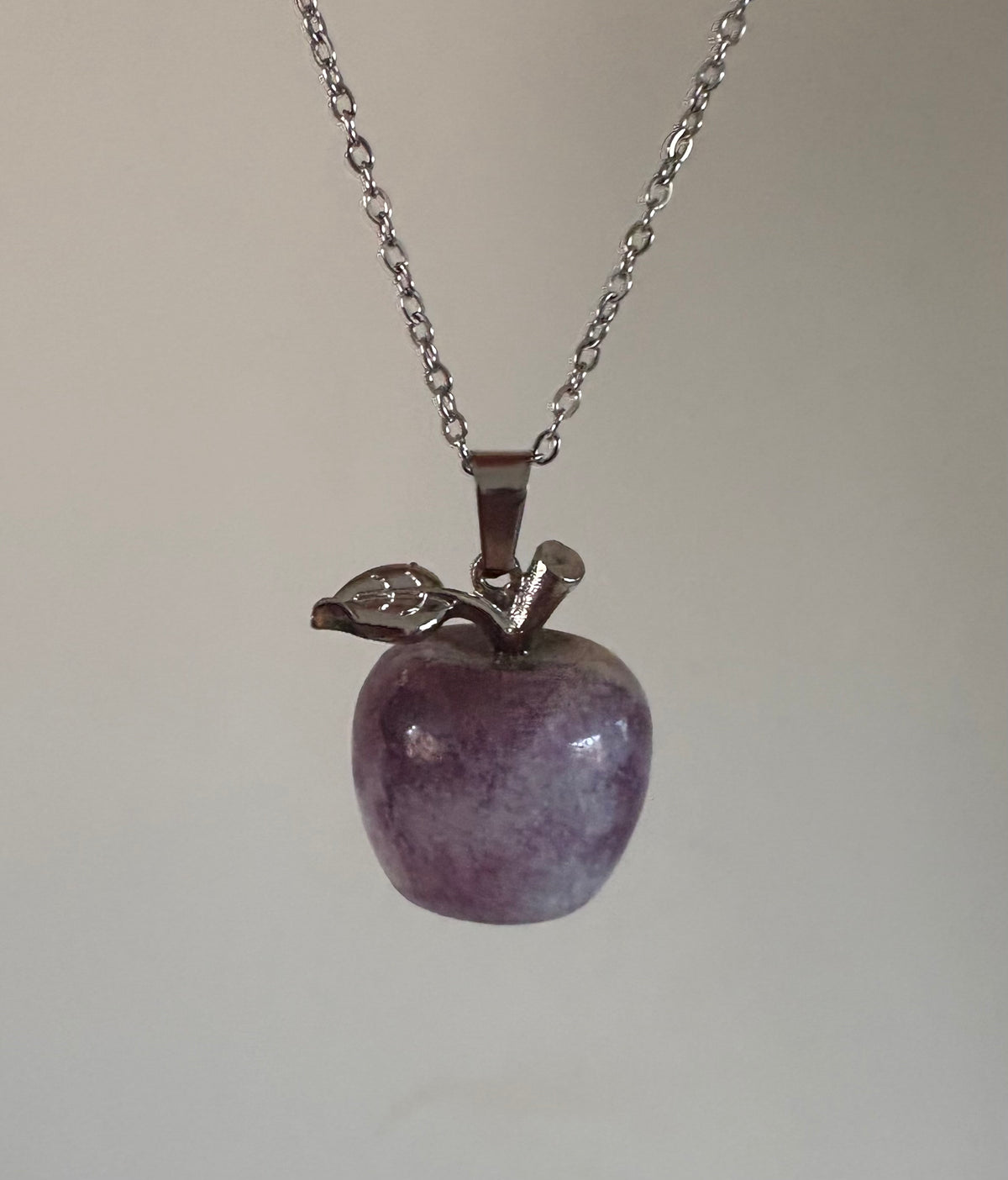 Crystal Apple Pendant – Lepidolite or Moss Agate