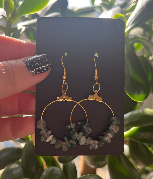 Crystal Chip Hoop Earrings (gold)
