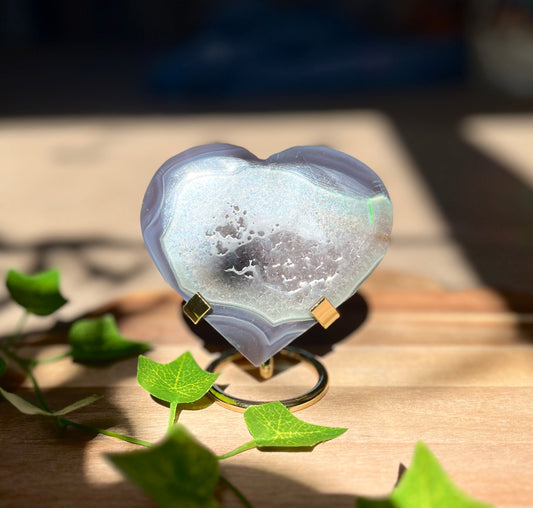 Druzy Agate Heart on Stand
