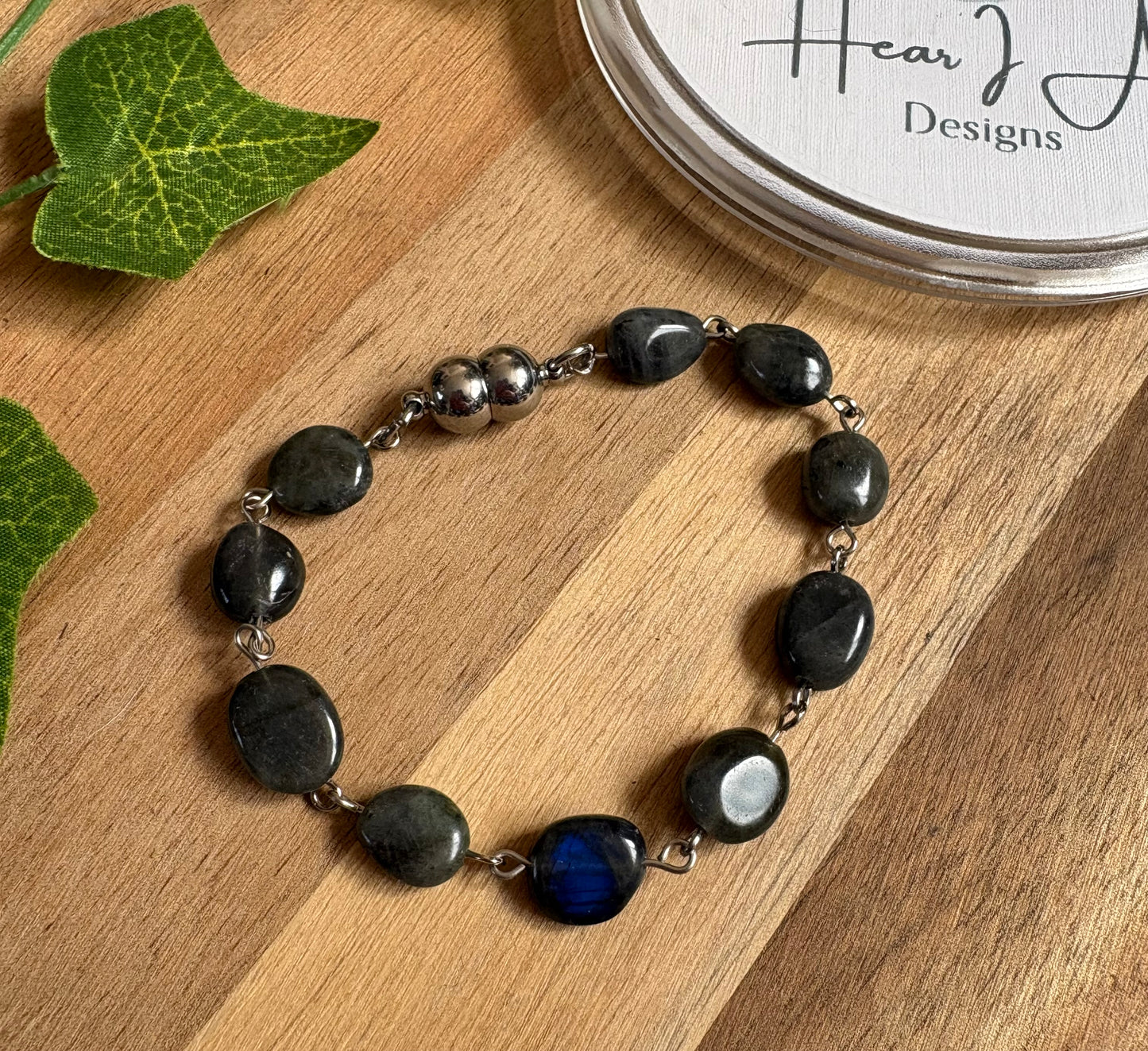 ✨ Blue Flash Labradorite Tumble Bead Bracelet with Magnetic Clasp