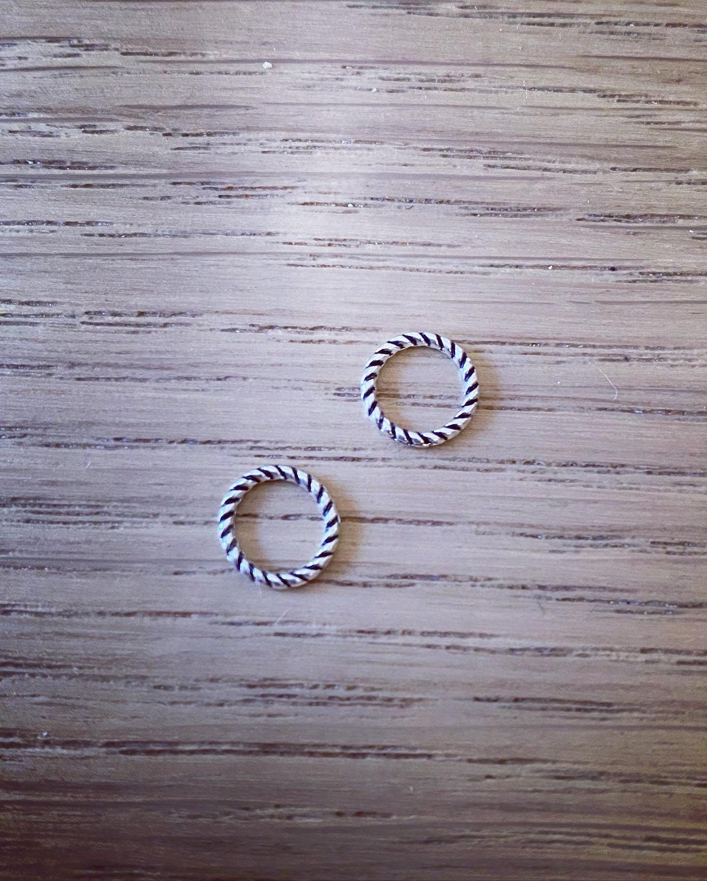 Pair of Tiny Silver Rope Charms