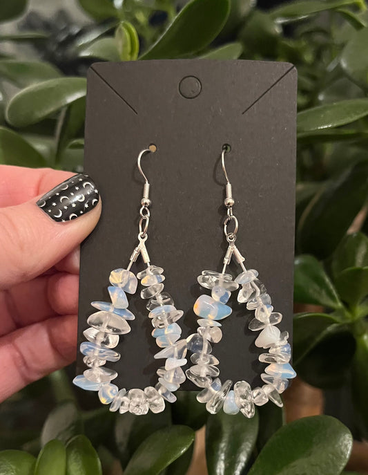 Crystal Chip Teardrop Earrings - Available in Moss Agate, Rose Quartz, Amethyst and Opalite