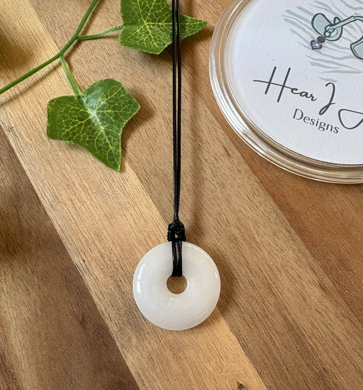 Crystal Donut Necklace — Hand Wrapped on Black Cord